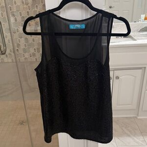 Black Sequin Sleeveless Top